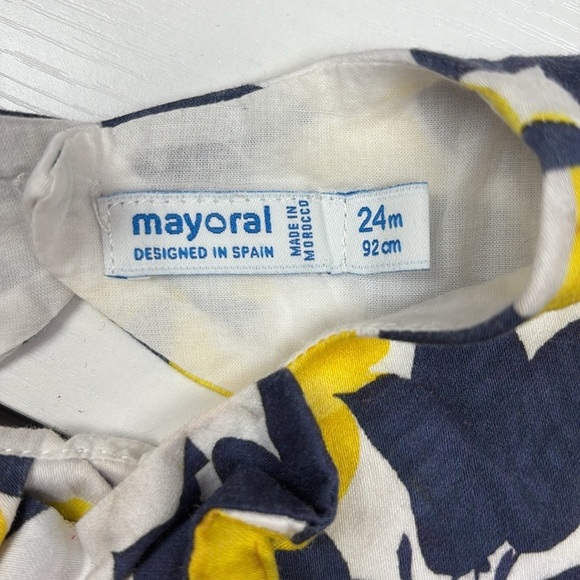 Girl's Mayoral Floral Leaf Cap Sleeve Pleated Fit & Flare Dress White 24 MOS. - Picture 6 of 7